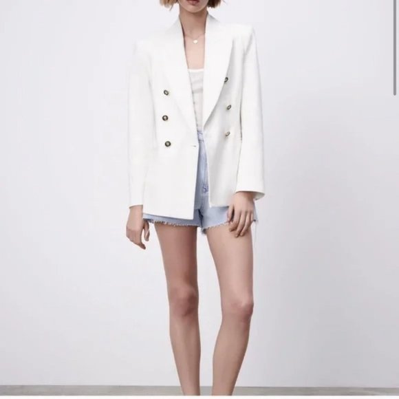 Zara Jackets & Coats Zara Double Breasted Blazer Gold Button Poshmark
